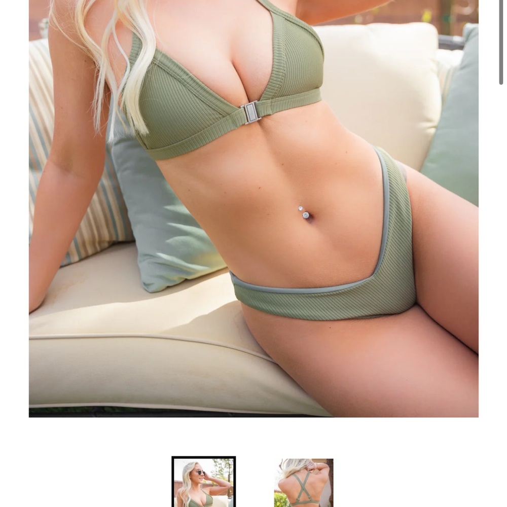 Ribbed Olive Green Bikini bottoms